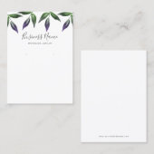 Paarse groene Waterverf Leaf Earring Display Visitekaartje (Voorkant / Achterkant)