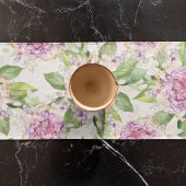 Paarse groene Waterverf Moderne Floral Korte Tafelloper