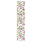 Paarse groene Waterverf Moderne Floral Korte Tafelloper (Voorkant)