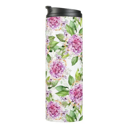  Paarse groene Waterverf Moderne Floral Thermosbeker (Geroteerd rechts)