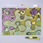 Paarse groene weefselkleuren cirkels abstracte wer tissuepapier (Craft)