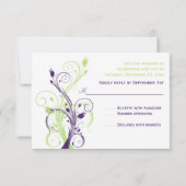 Paarse Groene Witte Bloem RSVP Kaart (Achterkant)