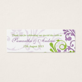 Paarse Groene Witte Bloemen Bruiloft Favor Labels Mini Visitekaartjes