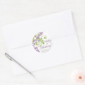 Paarse Groene Witte Bloemen Bruiloft Stickers (Envelop)