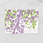 Paarse Groene Witte Bloemen Bruiloft Website Invoe Informatiekaartje (Achterkant)