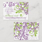 Paarse Groene Witte Bloemen Bruiloft Website Invoe Informatiekaartje (Voorkant / Achterkant)