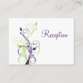Paarse Groene Witte Bloemen Receptie Behuizing Kaa Informatiekaartje