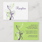 Paarse Groene Witte Bloemen Receptie Behuizing Kaa Informatiekaartje (Voorkant / Achterkant)
