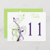 Paarse Groene Witte Bloemen Tafelnummer Briefkaart (Voorkant / Achterkant)
