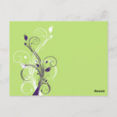 Paarse Groene Witte Bloemen Tafelnummer Briefkaart (Achterkant)