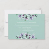 Paarse Groene Witte Bloemen Waterverf Bruiloft RSV (Voorkant)