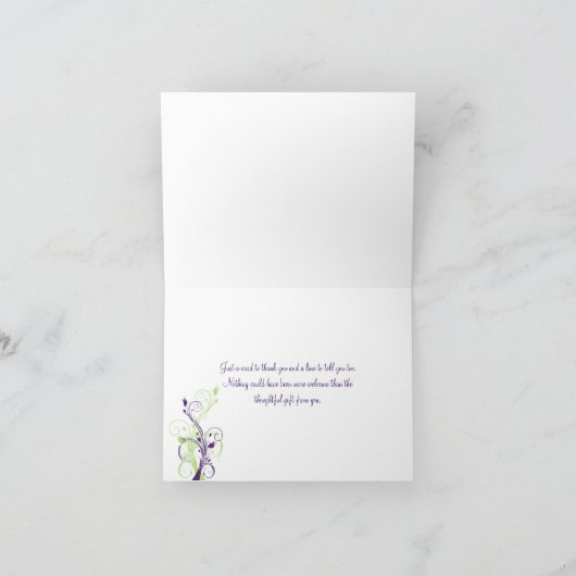 Paarse Groene Witte Bloemige Dankkaart Bedankkaart (Binnen)