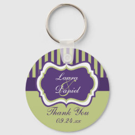 Paarse, groene, witte bruiloft sleutelhanger