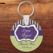 Paarse, groene, witte bruiloft sleutelhanger (Voorkant)