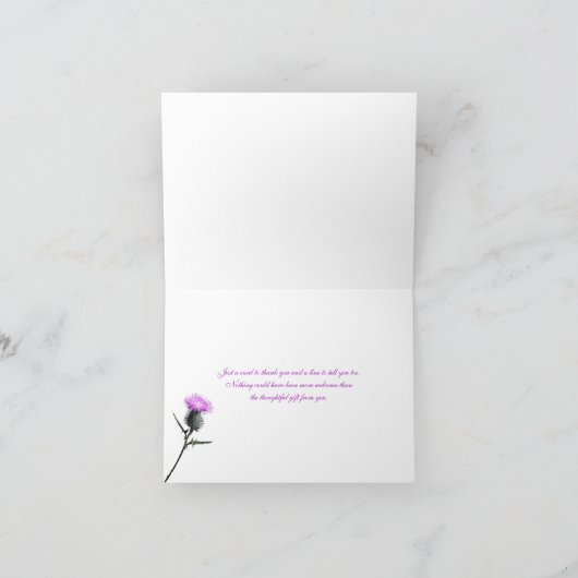 Paarse, Groene, Witte Distel Dankkaart Bedankkaart (Binnen)