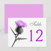 Paarse, groene, witte distel tafel nummer Kaart (Voorkant / Achterkant)