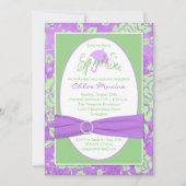 Paarse groene witte Floral Sip en zie uitnodiging  (Voorkant)