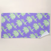 Paarse Groene Witte Palm Aloha Tropical Strandlaken (Voorkant)