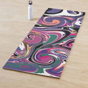 Paarse, groene, witte, roze, roze zwammen yogamat