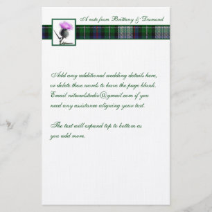 Paarse, Groene, Witte Tartan en Distel Stationery Briefpapier