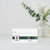 Paarse, groene, witte Tartan Thistle Place Cards Plaatskaartje (Staand voorkant)