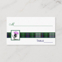 Paarse, groene, witte Tartan Thistle Place Cards Plaatskaartje