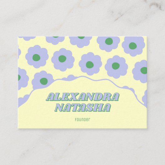 Paarse Groene Y2K Bloem Handgemaakte Kleding Visitekaartje (Voorkant)