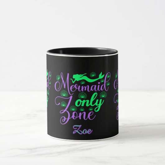 Paarse Groene Zeemeermin Script Zone Script Mok (Midden)