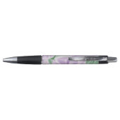 Paarse groene zilver Floral Glitter Monogram Pen (Achterkant)