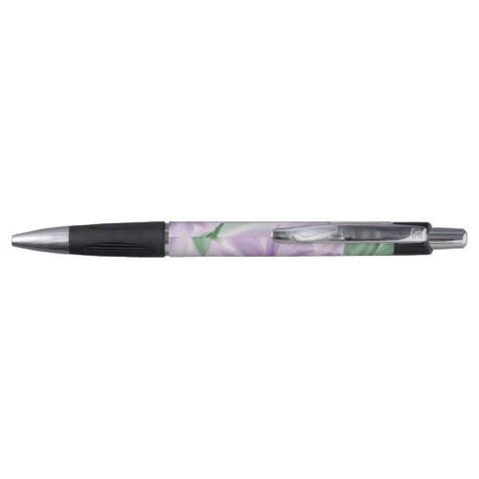 Paarse groene zilver Floral Glitter Monogram Pen (Achterkant)