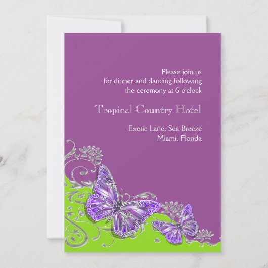 Paarse groene zilveren verloving kaart (Achterkant)