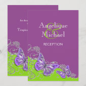 Paarse groene zilveren verloving kaart (Voorkant / Achterkant)