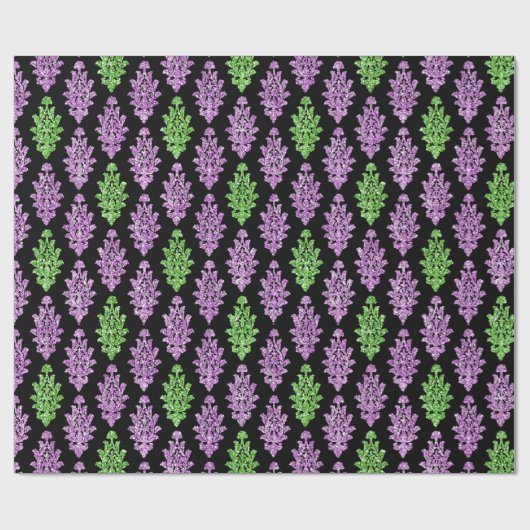  Paarse Groene Zwarte Fancy Verjaardagscadeau Cadeaupapier (Vlak)