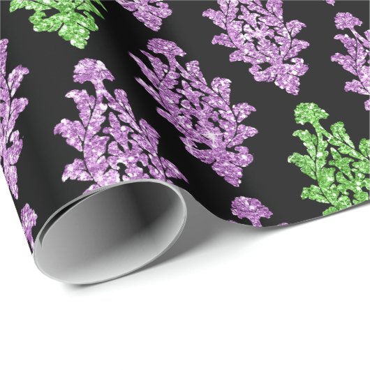  Paarse Groene Zwarte Fancy Verjaardagscadeau Cadeaupapier (Rol Hoek)