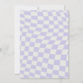 Paarse Groovy 70s Checkerboard Baby shower Kaart (Achterkant)