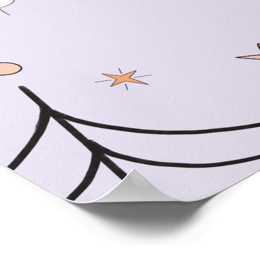 Paarse Groovy Ghost Birthday Welkomstteken Poster (Hoek)