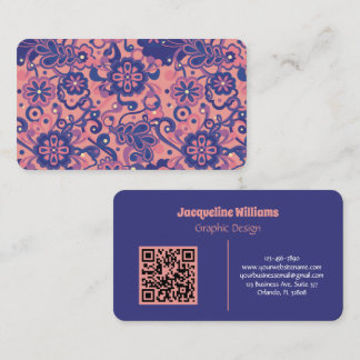Paarse Groovy Psychedelische Jaren 60 70 Florale  Visitekaartje
