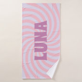 Paarse Groovy Swirl Badhanddoek met Aangepaste Naa (Badhanddoek)