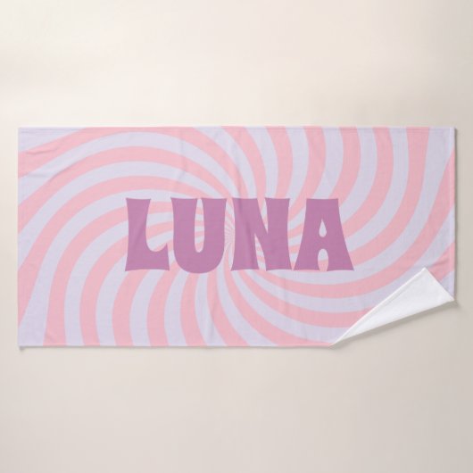 Paarse Groovy Swirl Badhanddoek met Aangepaste Naa (Badhanddoek)