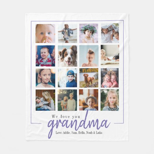Paarse grote fotocollage, oma moederdag fleece deken (Voorkant)