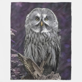 Paarse Grote Grijze Owl Blanket Fleece Deken