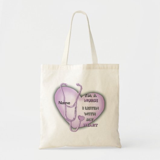 Paarse grote hart verpleegkundige tote bag (Voorkant)