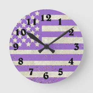 Paarse grunge Amerikaanse vlag klok