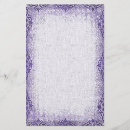 Paarse  Grunge Border Briefpapier (Voorkant)