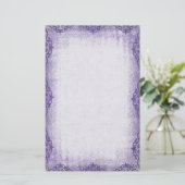 Paarse  Grunge Border Briefpapier (Staand voorkant)