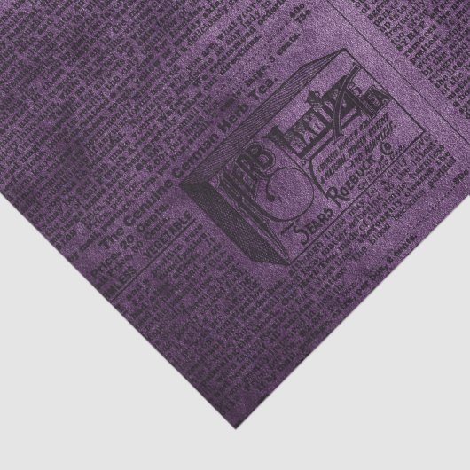 Paarse Grunge Distress krant Tissuepapier (Detail)