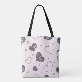 Paarse Grunge-harten boodschappentas Tote Bag