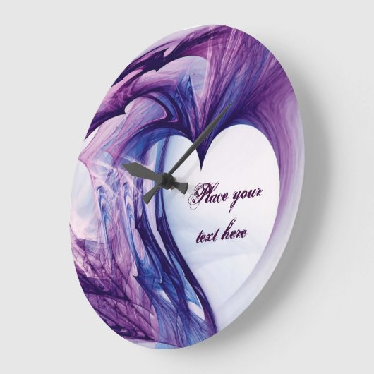 Paarse Grunge Heart Grote Klok (Hoek)