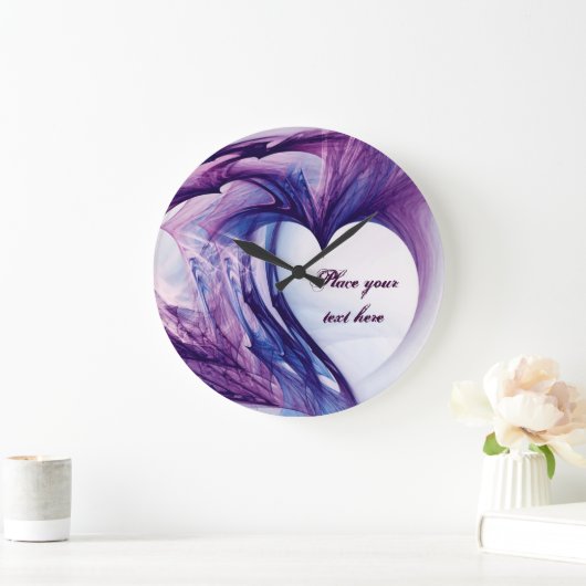 Paarse Grunge Heart Grote Klok (Huis)