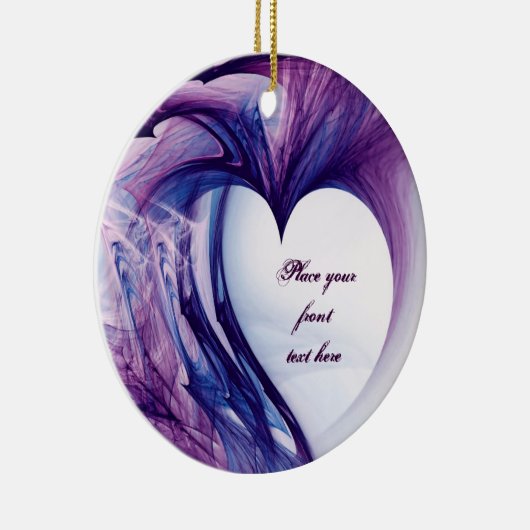 Paarse Grunge Heart Keramisch Ornament (Rechts)